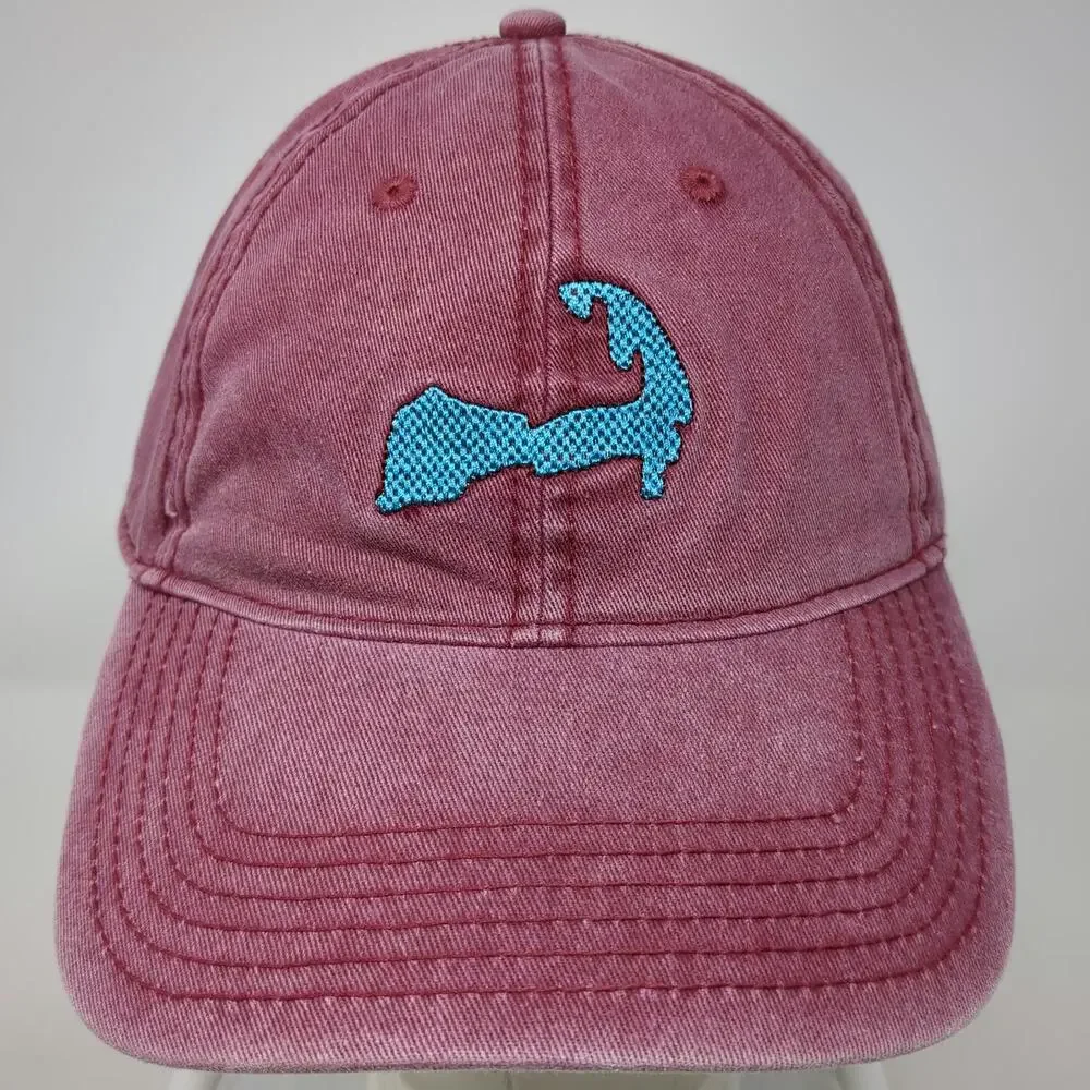 Baseball Cap Red Blue One Size Cape Cod Map Embroidered Hat Slideback Strap